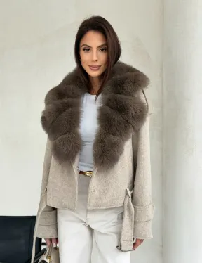 Куртка - пальто с мехом финского песца