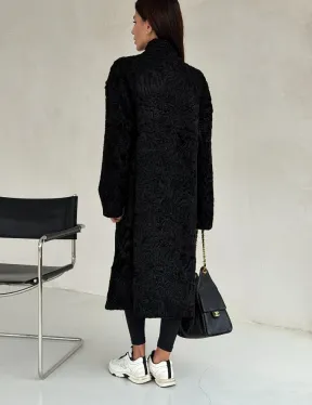 Черная шуба из каракуля