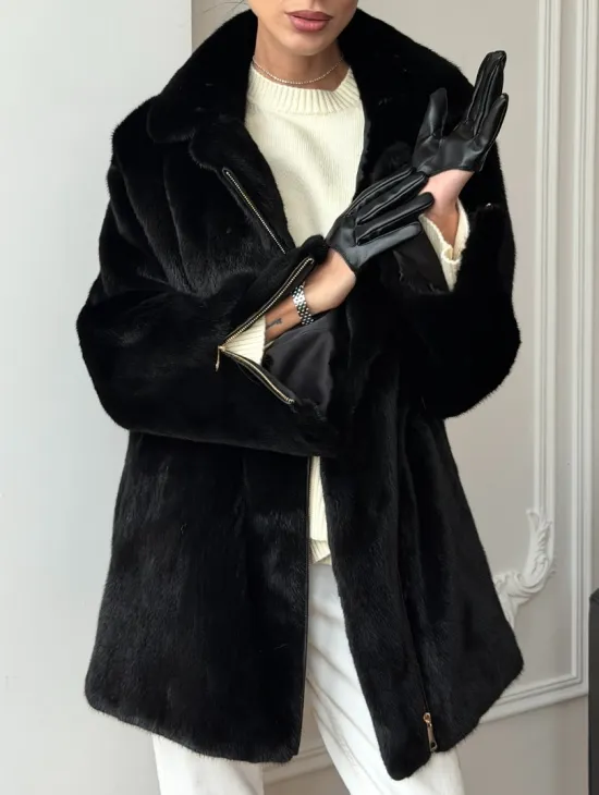 Черная норковая косуха