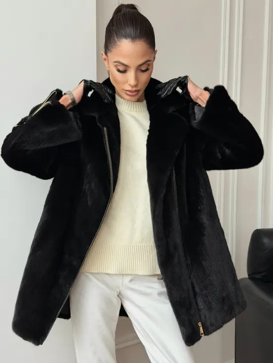 Черная норковая косуха