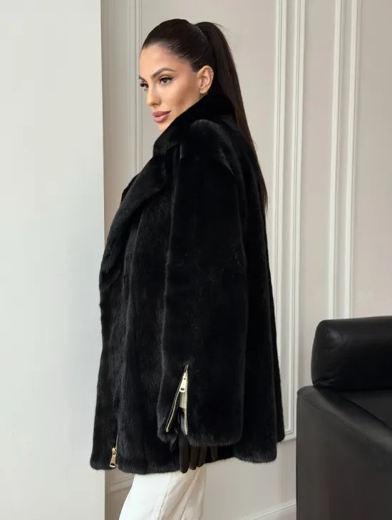 Черная норковая косуха