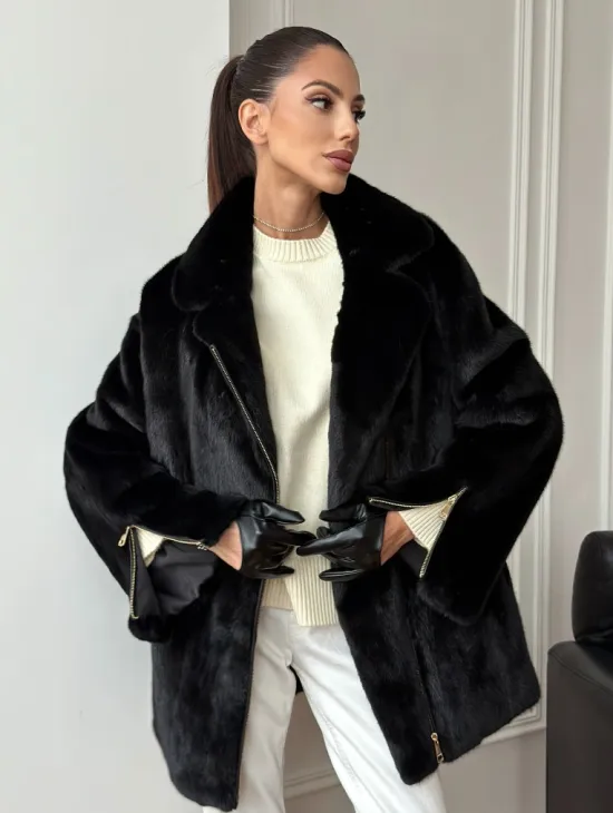 Черная норковая косуха