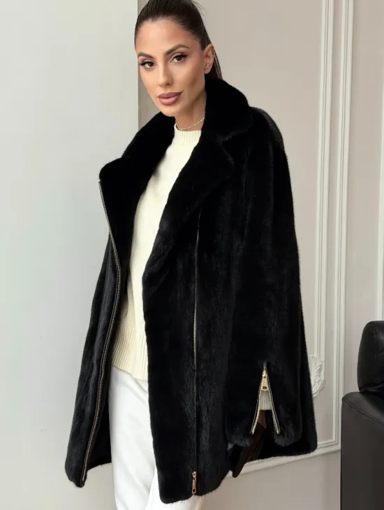 Черная норковая косуха