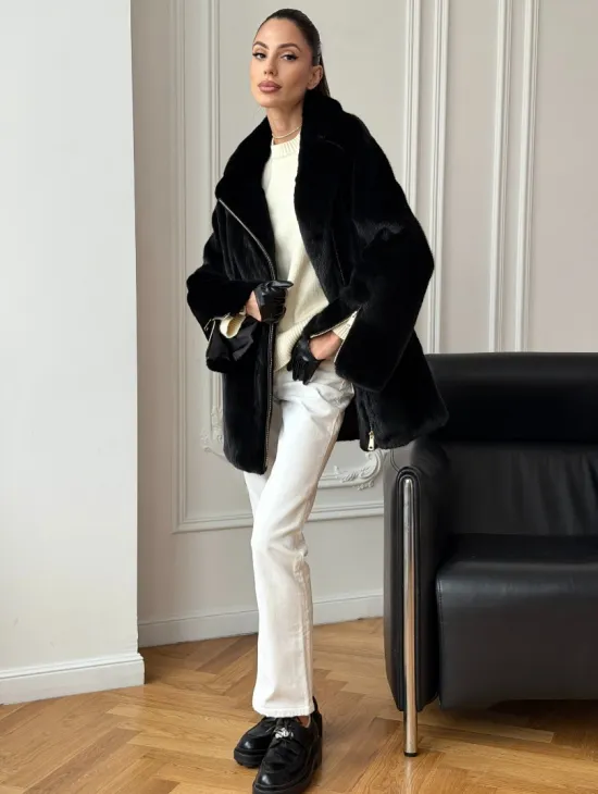 Черная норковая косуха