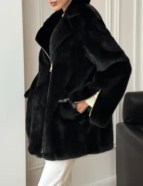 Черная норковая косуха