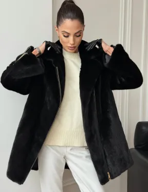 Черная норковая косуха