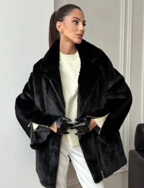 Черная норковая косуха