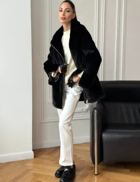 Черная норковая косуха