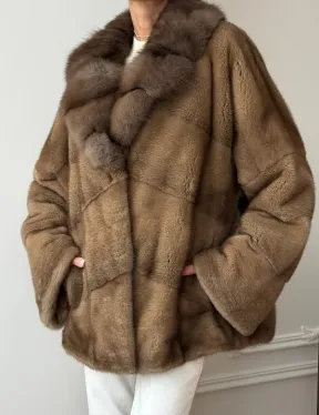 Норковый полушубок - воротник куница