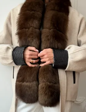 Женское шерстяное полупальто с мехом