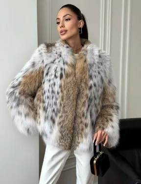 Шуба из натурального меха рыси