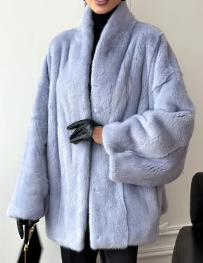 Голубой норковый полушубок - летучая мышь