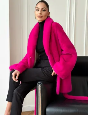 Шуба из плюшевой норки Velvet - фуксия