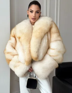 Шуба короткая из меха финского песца