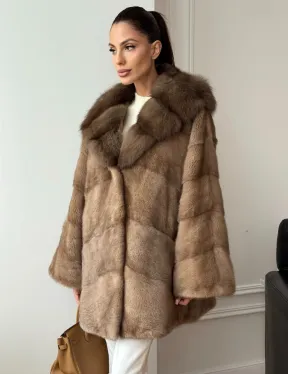 Шуба норковая с капюшоном куница