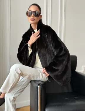 Короткая норковая шуба - пончо