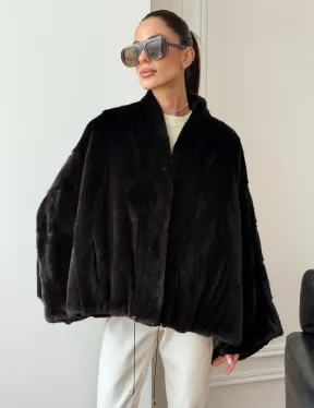 Короткая норковая шуба - пончо