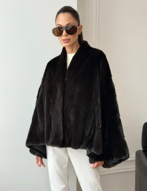 Короткая норковая шуба - пончо