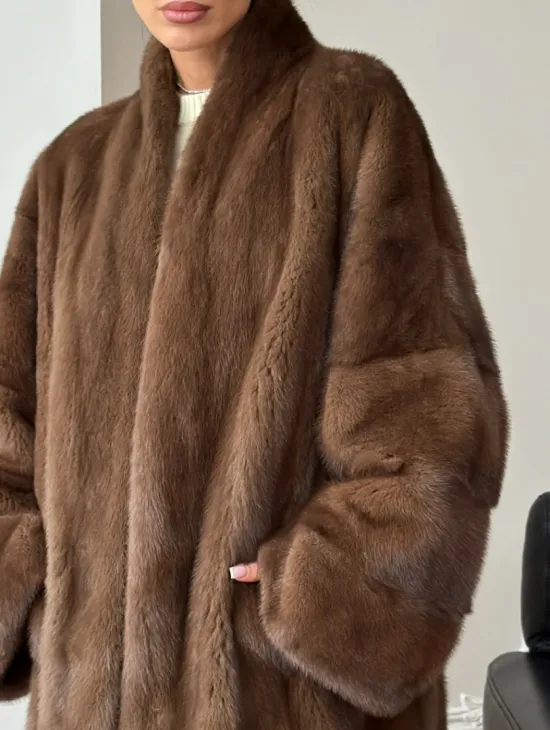 Полушубок из норки - цвет соболь