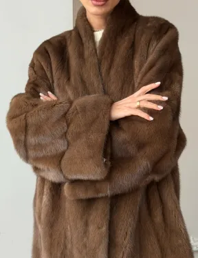 Полушубок из норки - цвет соболь