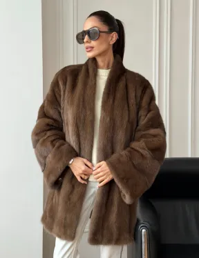 Полушубок из норки - цвет соболь