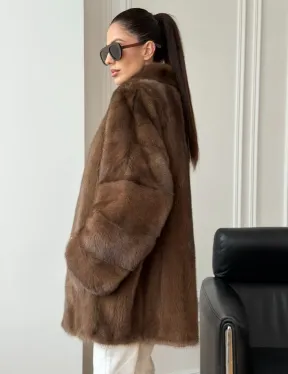 Полушубок из норки - цвет соболь