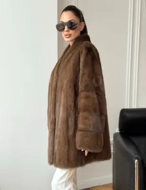 Полушубок из норки - цвет соболь