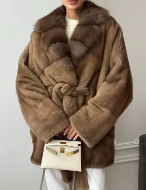 Шуба норка - воротник куница