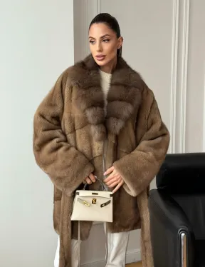 Шуба норка - воротник куница