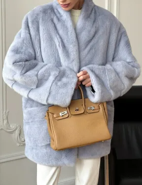 Голубая норковая шуба - жакет