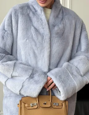 Голубая норковая шуба - жакет