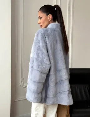 Голубая норковая шуба - жакет