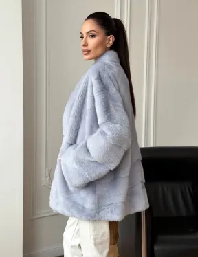 Голубая норковая шуба - жакет