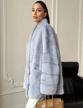 Голубая норковая шуба - жакет
