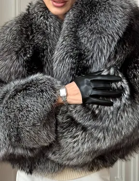 Кроп-шуба из чернобурой лисы