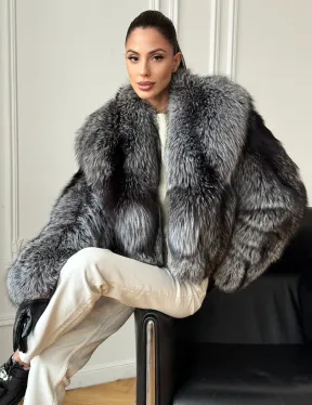 Кроп-шуба из чернобурой лисы