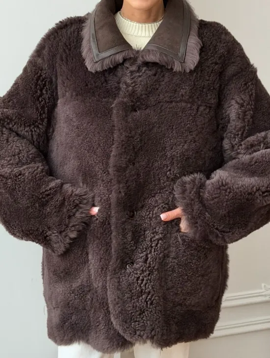 Двухсторонняя дубленка - мех тиградо