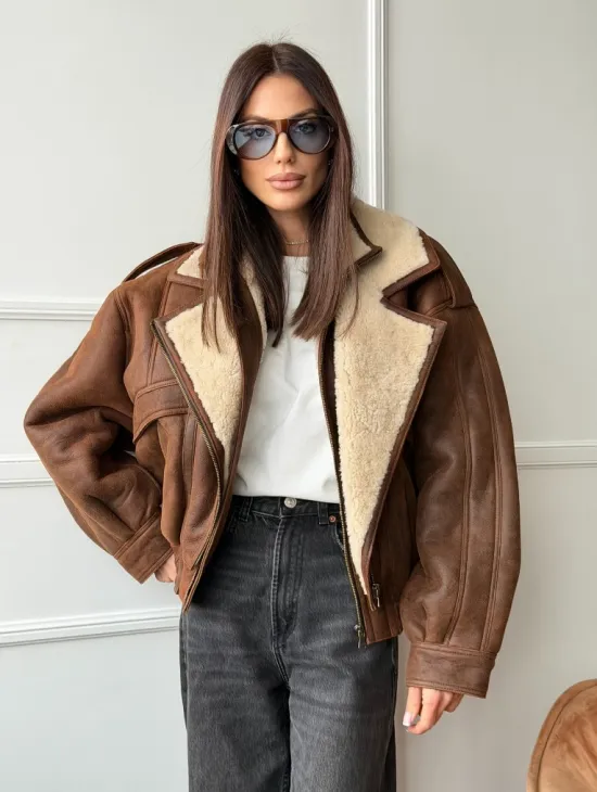 Молодежная куртка - дубленка из овчины