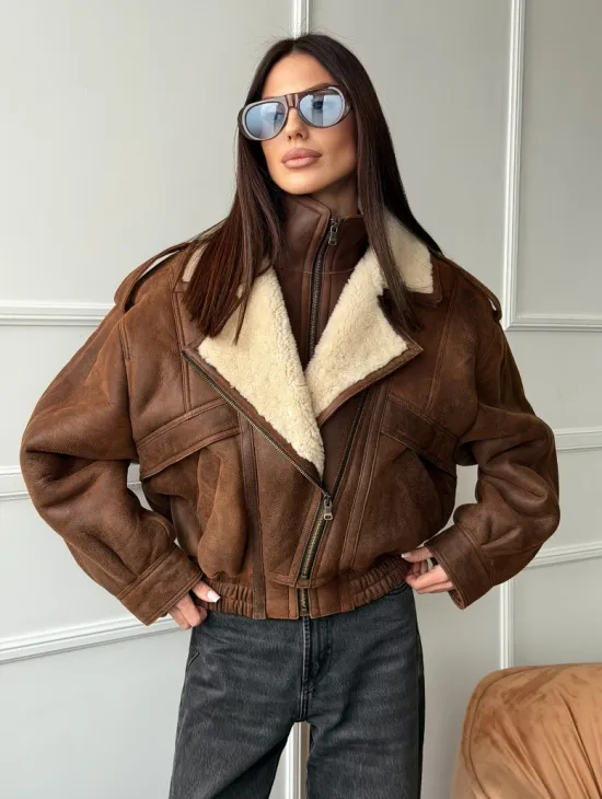 Молодежная куртка - дубленка из овчины