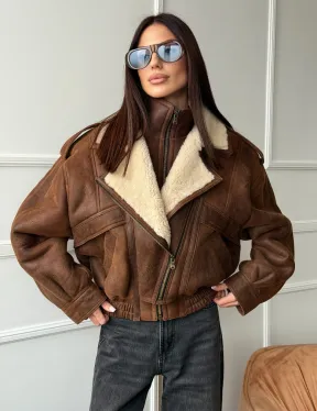 Молодежная куртка - дубленка из овчины