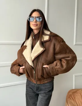 Молодежная куртка - дубленка из овчины