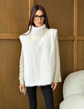 Белая норковая манишка