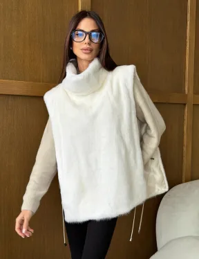 Белая норковая манишка