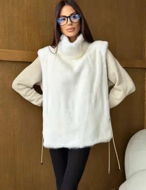 Белая норковая манишка