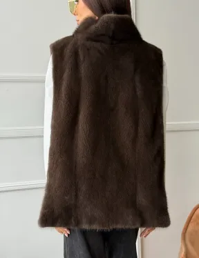 Норковая манишка коричневого цвета