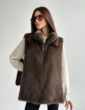 Женская меховая манишка - мех норка