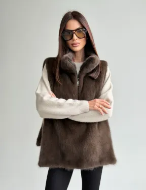 Женская меховая манишка - мех норка