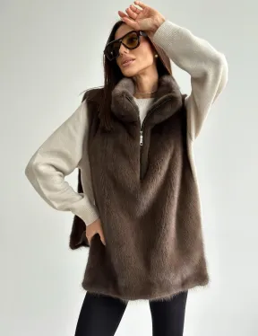 Женская меховая манишка - мех норка