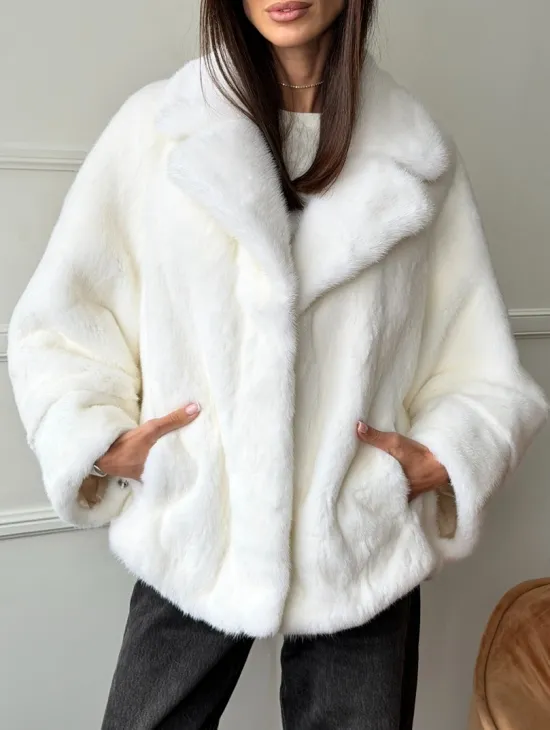 Белая шуба из скандинавской норки