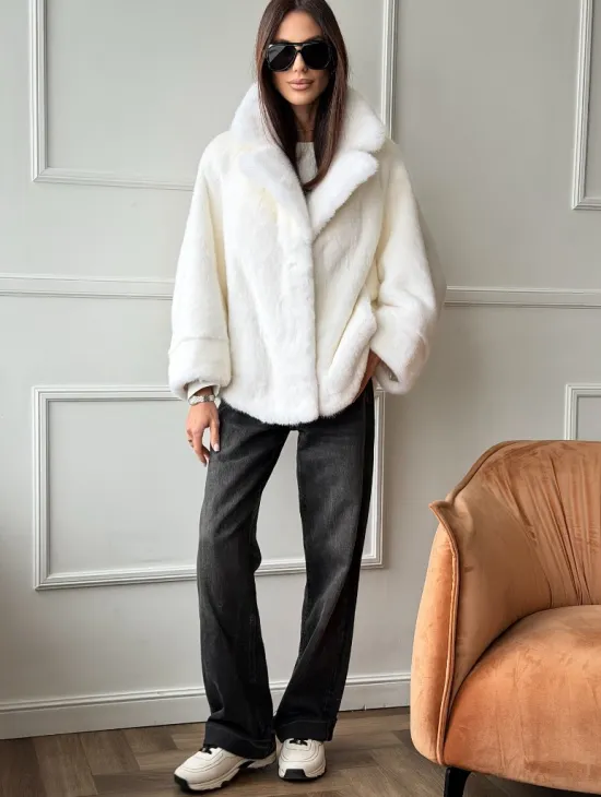 Белая шуба из скандинавской норки